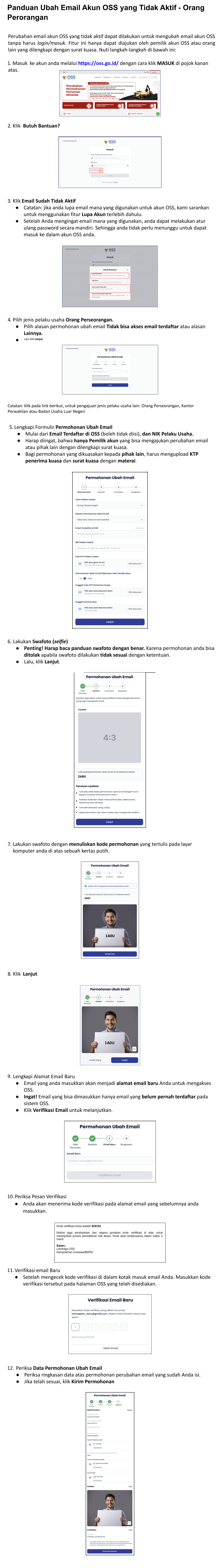 Bagaimana cara mengubah email akun OSS yang tidak aktif bagi orang perorangan?