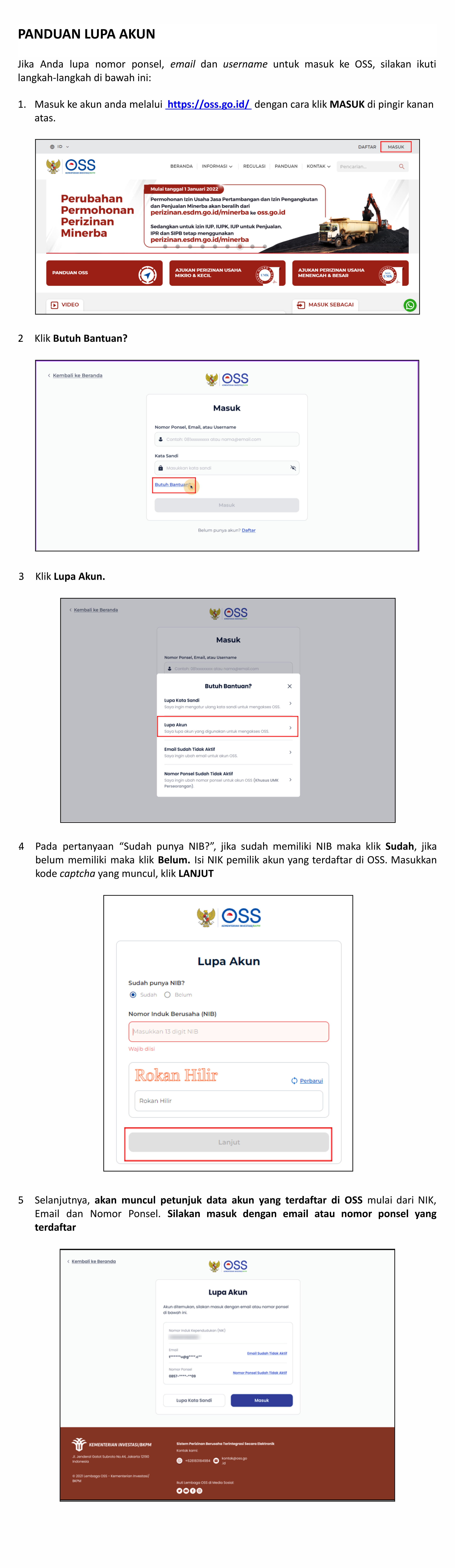 Bagaimana caranya jika kita lupa akun OSS?